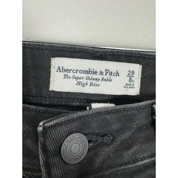 Abercrombie & Fitch Jeans Womens 29 Black The Super Skinny Ankle High Rise Black - Picture 2 of 10